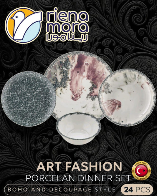 طقم عشاء تركي فاخر مكون من 24 قطعة