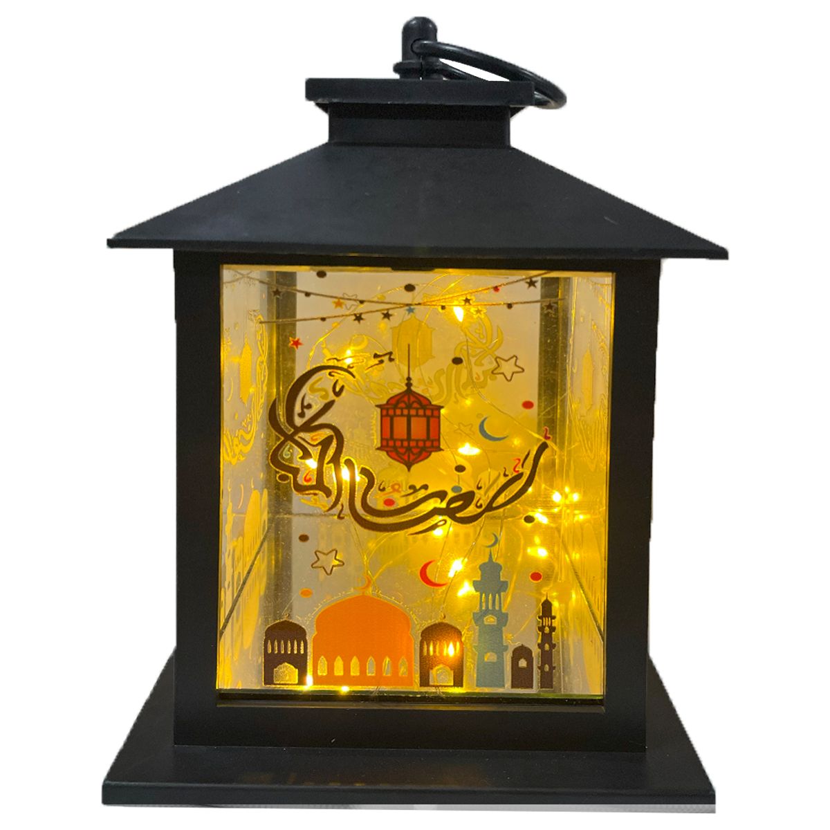 فانوس أكريلك رمضان أسود بإضاءة LED – رمضان شهر الخير