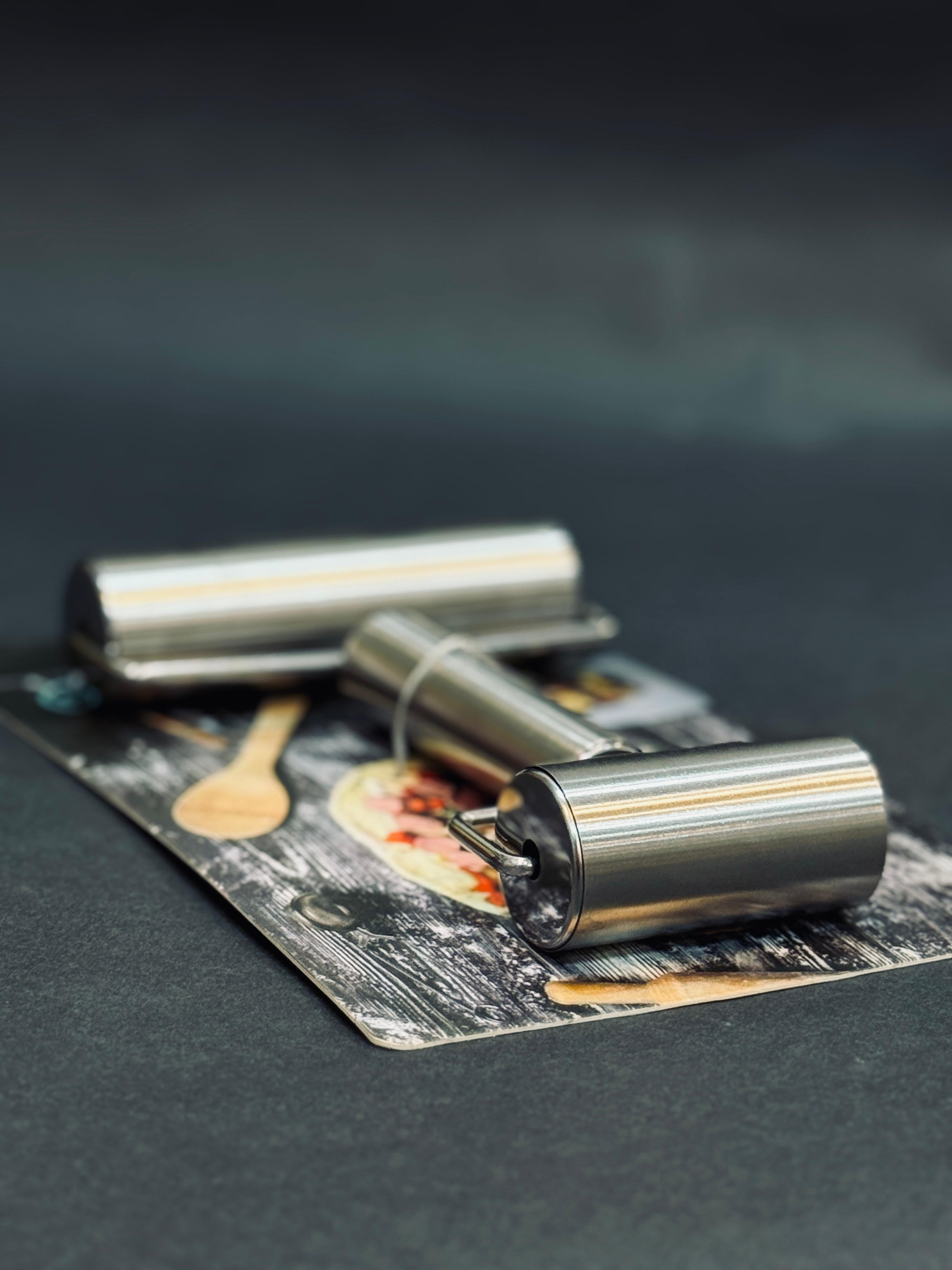 نشابة ستانلس ستيل مزدوجة مزودة بيد - فضي