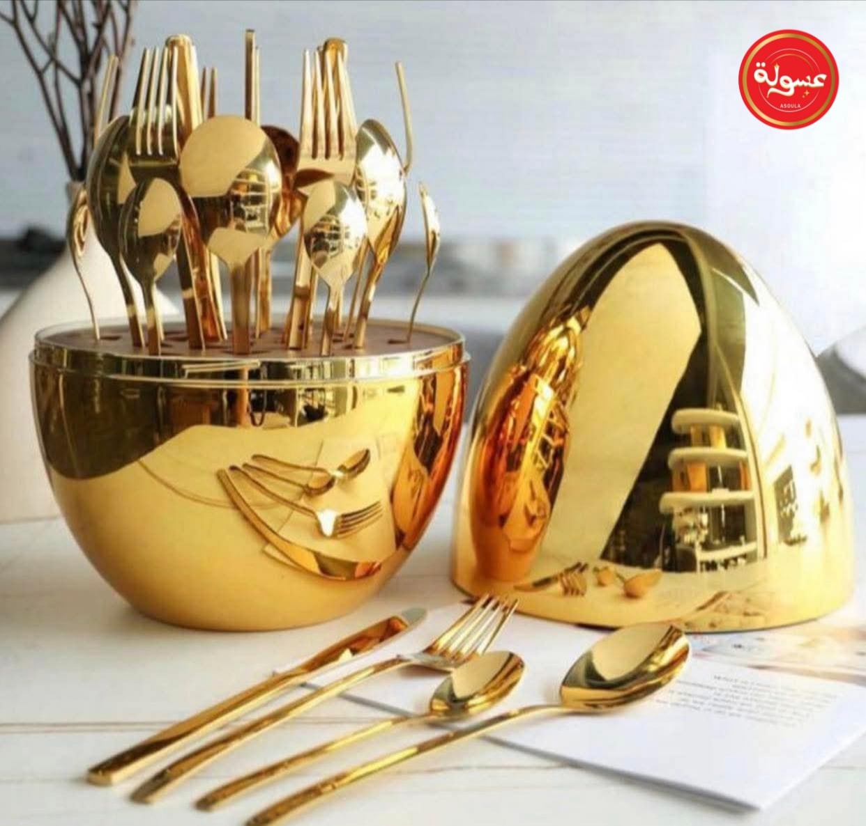 طقم معالق وشوك وسكاكين طقم 24 قطعه شكل بيضه