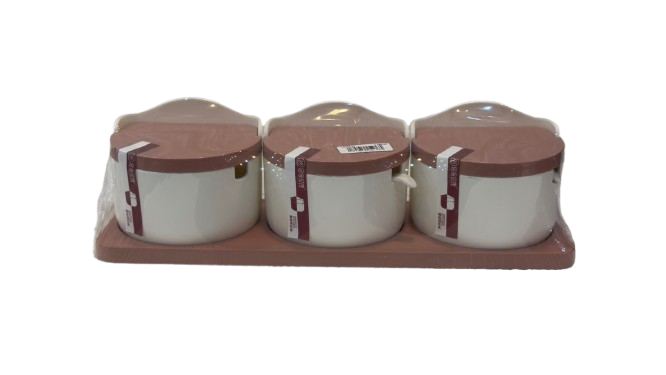 Modern Ceramic Spice Set with Stand (3 Jars)