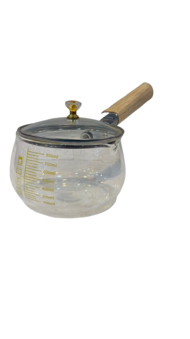 Glass Measuring Saucepan with Lid – Heat Resistant Cooking Pot with Scale