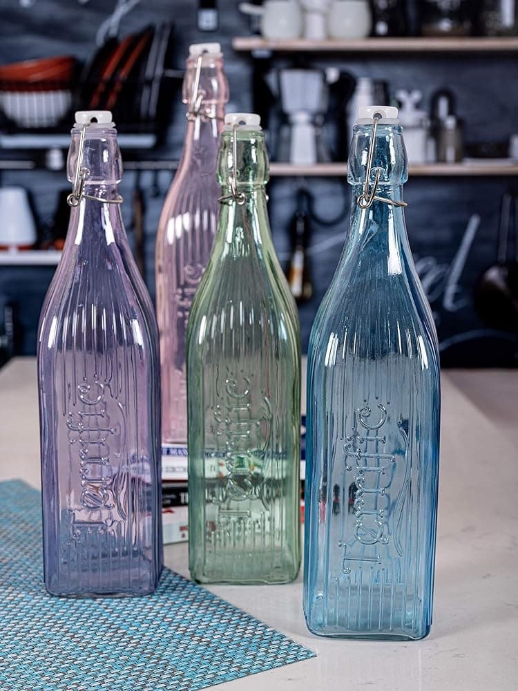 زجاجة زجاج كلاسيك بقفل سدادات فلين– 1 لتر