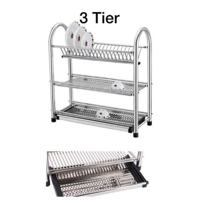 خزانة مطبخ ثلاثية الطبقات من الفولاذ المقاوم للصدأ 316 مع درج - ثقيلة الاستخدام