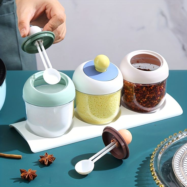 قطع3 مجموعة واحدة، مجموعة أوعية التوابل، مرطبان توابل المطبخ، حاويات توابل لطيفة