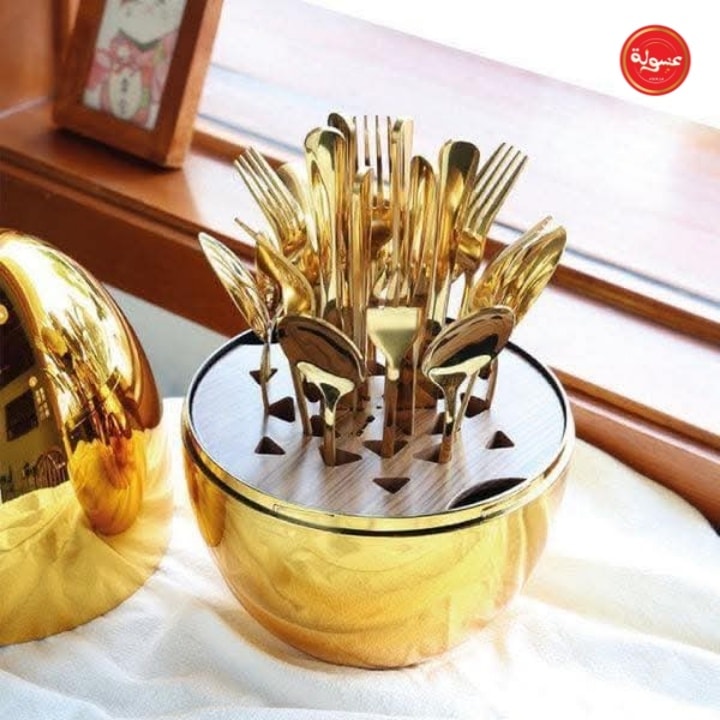 طقم معالق وشوك وسكاكين طقم 24 قطعه شكل بيضه