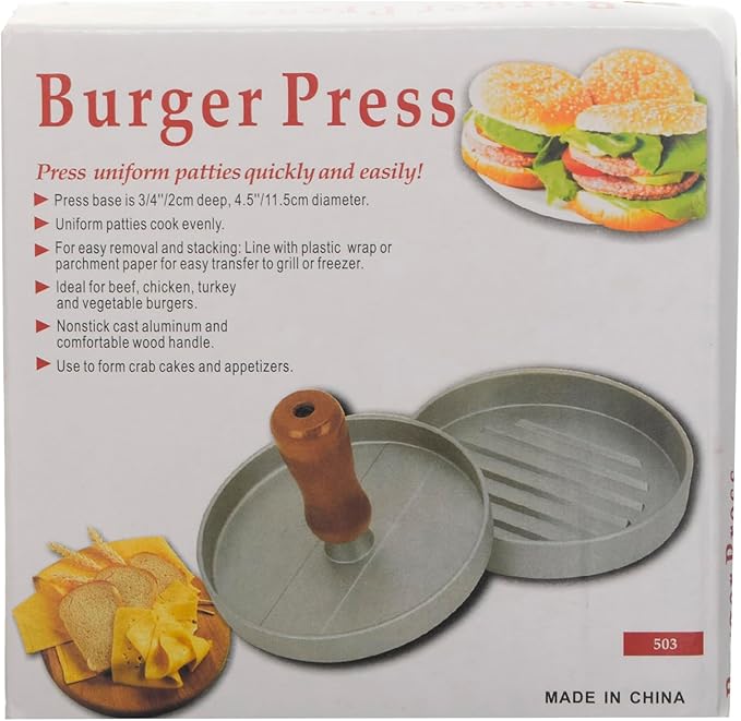 مكبس برجر، مكبس لحوم من فولاذ مقاوم للصدأ بلون فضي