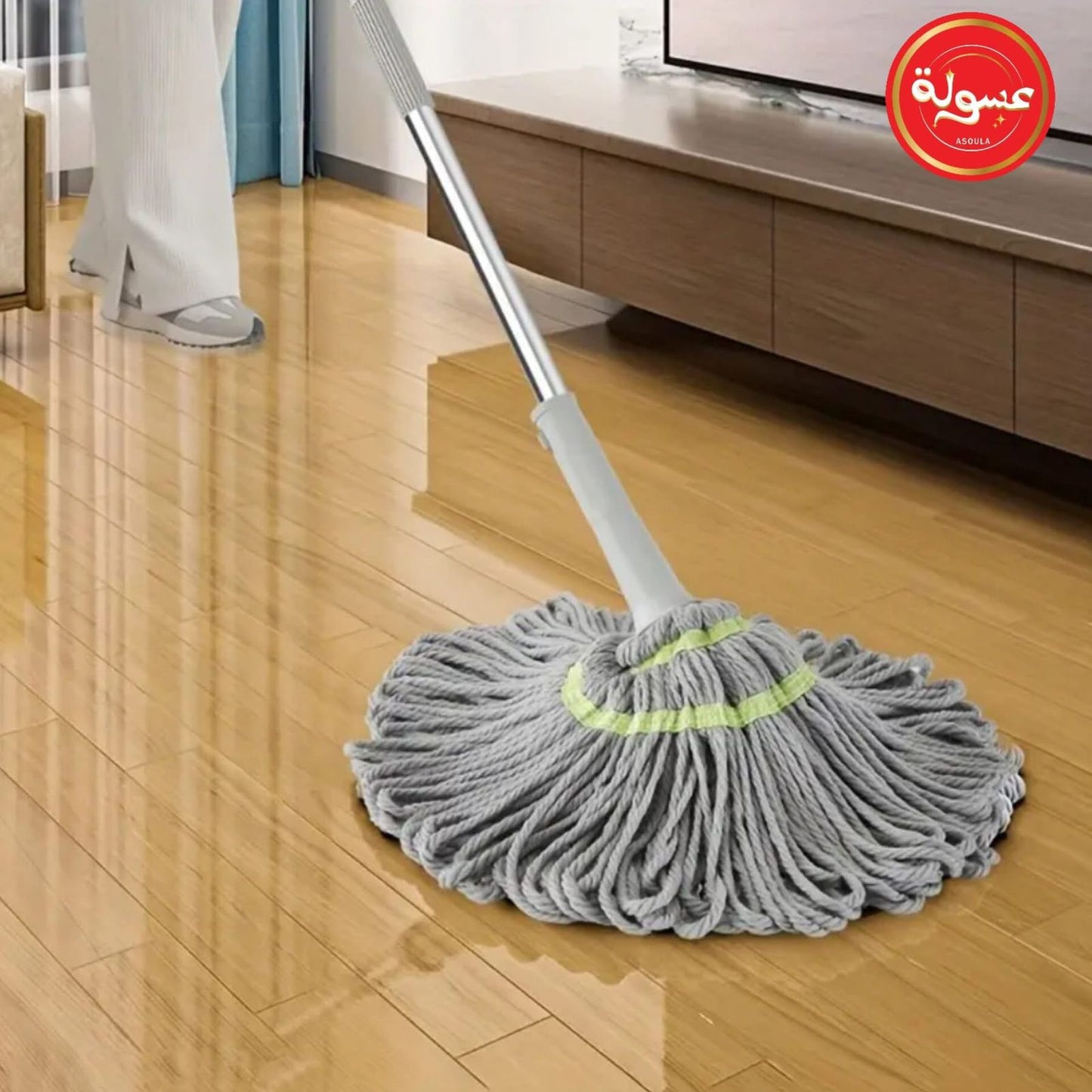 مساحة موب/ شرشوبة أرضيات من الألياف الدقيقة من فيوكس، بعصر ذاتي ومقبض قابل للتمديد