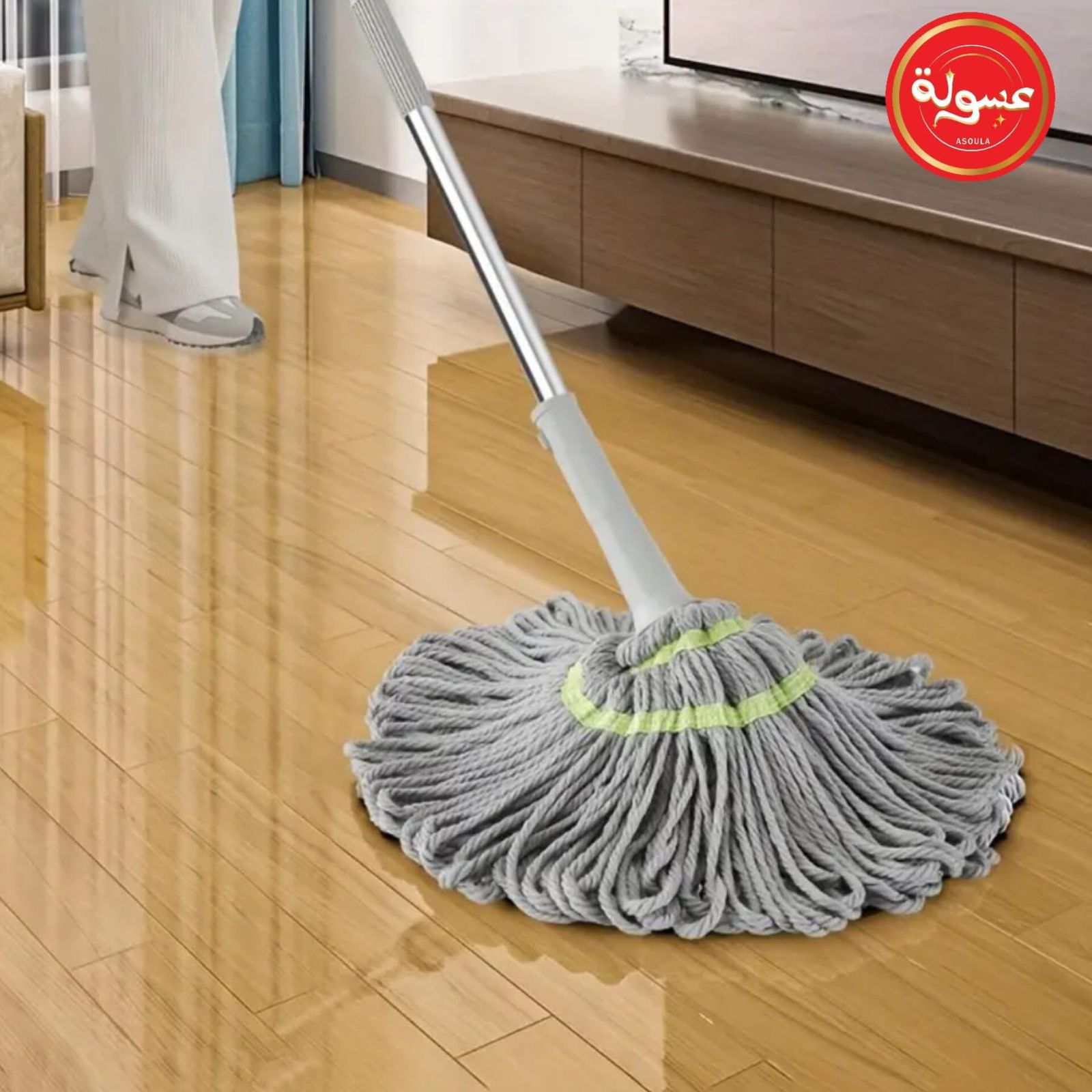 مساحة موب/ شرشوبة أرضيات من الألياف الدقيقة من فيوكس، بعصر ذاتي ومقبض قابل للتمديد