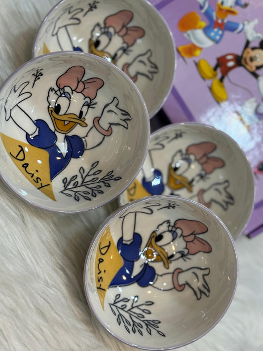 طقم بولات أطفال 4 قطع بورسلين آمن للطعام سعة 350 مل – تصميم عملي وأنيق