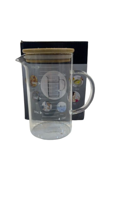 Glass Measuring Jug with Bamboo Lid – 500ml