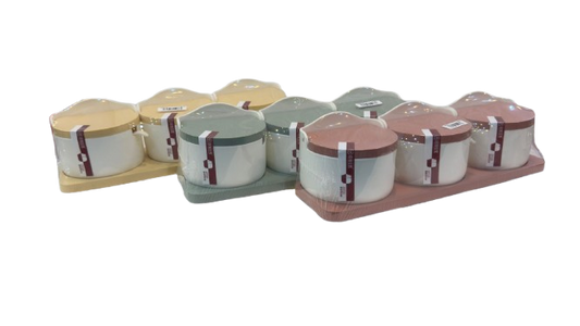 Modern Ceramic Spice Set with Stand (3 Jars)