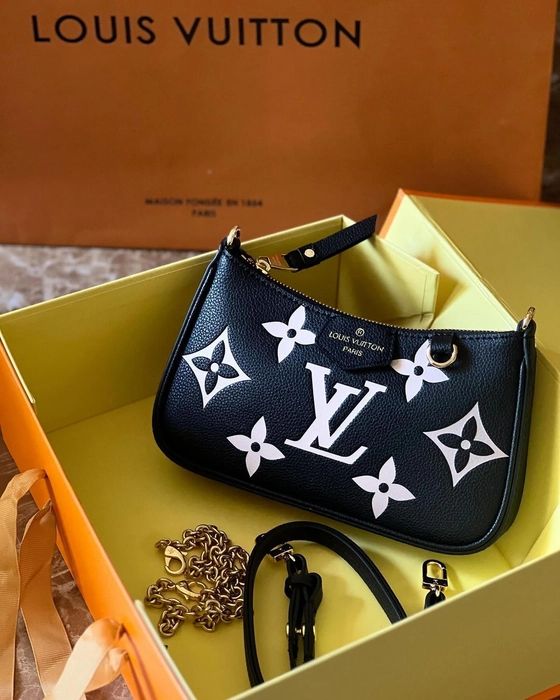 Louis Vuitton LV Monogram Leather Pochette – black with box
