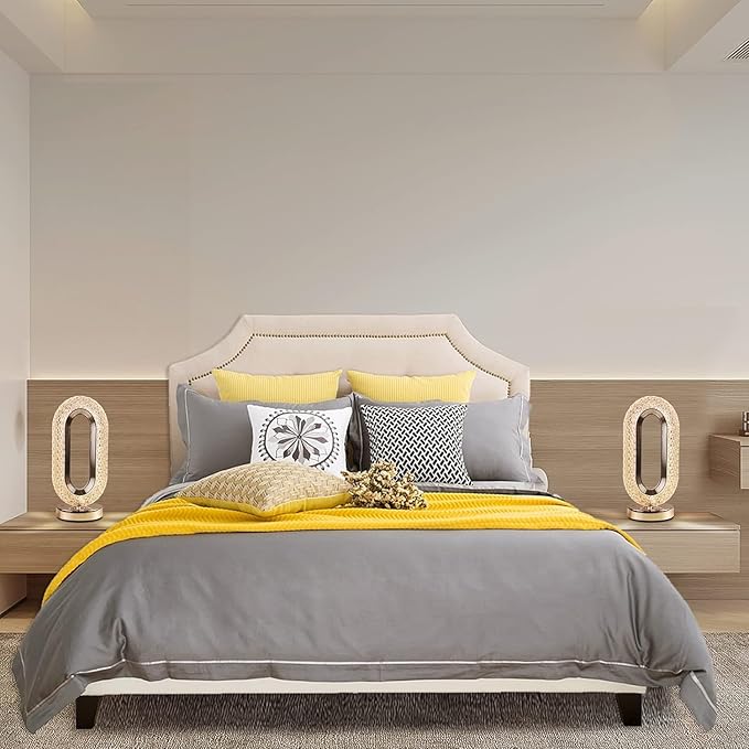 مصباح طاولة كريستال دايموند LED، 3 درجات حرارة للالوان، تحكم باللمس، منفذ USB، مصباح LED اكريليك رومانسي مبتكر لغرفة النوم وغرفة المعيشة وغرفة الاطفال والمكتب، أصفر دافئ