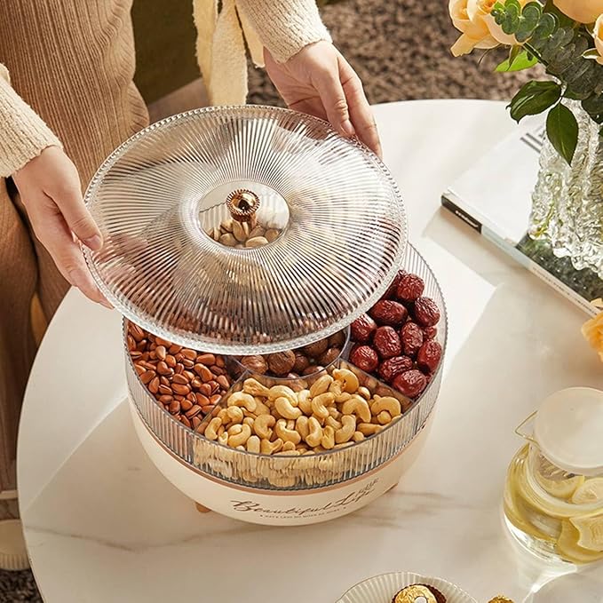 علبة او طبق تقديم تسالي و مكسرات 2 دور مقسم اكريليك 2*1 مقسم داخلي 5قطع منفصله