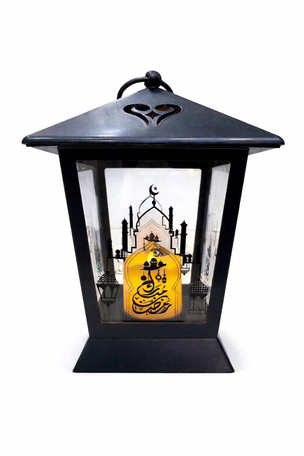 فانوس أكريلك رمضان أبيض بإضاءة LED – رمضان مبارك