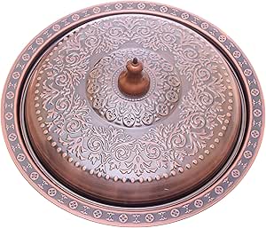 صينية تقديم كبسة - صينية بتصميم عثماني من الفولاذ المقاوم للصدأ مع غطاء للمندي واللحوم المشوية