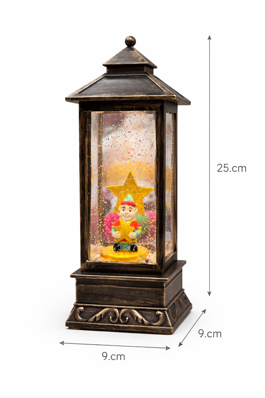 فانوس زجاجي مزخرف بإضاءة LED وتأثير كرة الثلج – مقاس 25 سم شحن و بطاريات