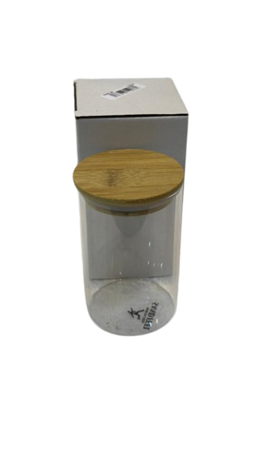 برطمان زجاج فاخر بغطاء بامبو محكم – مثالي للقهوة والسكر والتوابل