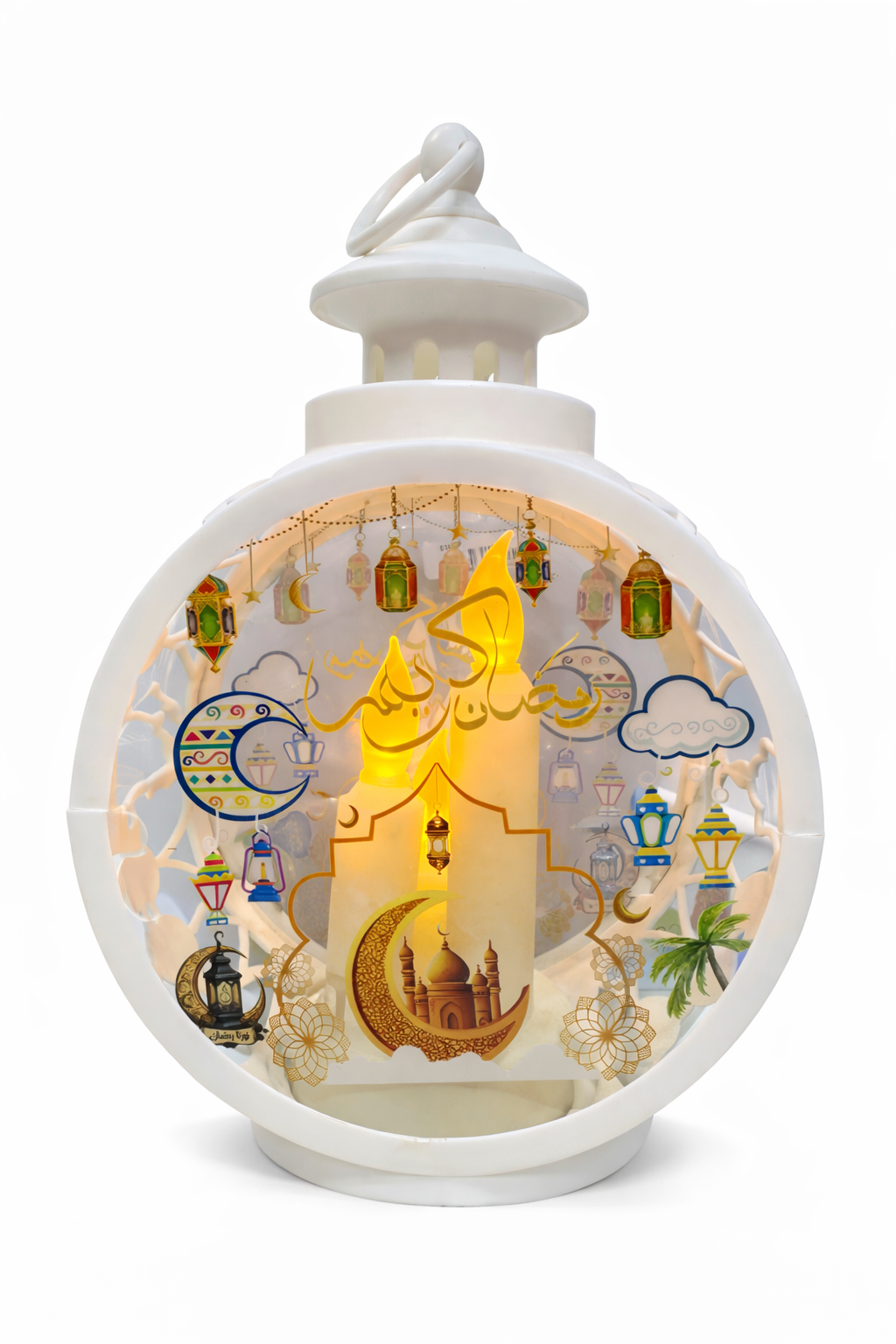 فانوس رمضان أكريليك دائري مضيء – تصميم رمضاني مميز