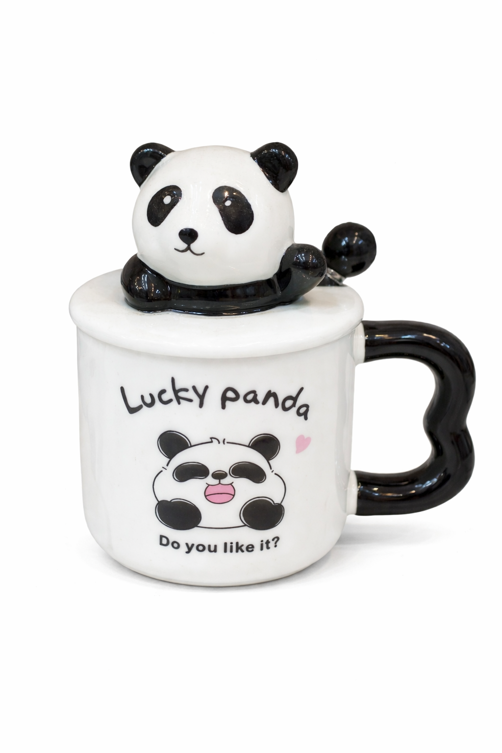 مج شاي بورسلين لاكي باندا – بغطاء | تصميم كيوت مناسب للهدايا