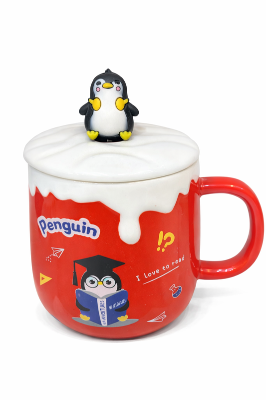 مج شاي بورسلين بنجو القارئ – بغطاء | تصميم كيوت لعشاق القراءة والهدايا