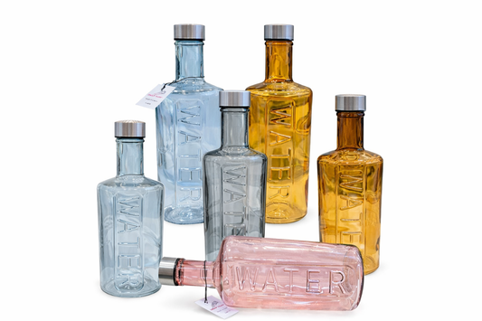 زجاجة مياه زجاج WATER بغطاء ستانلس – 1 لتر