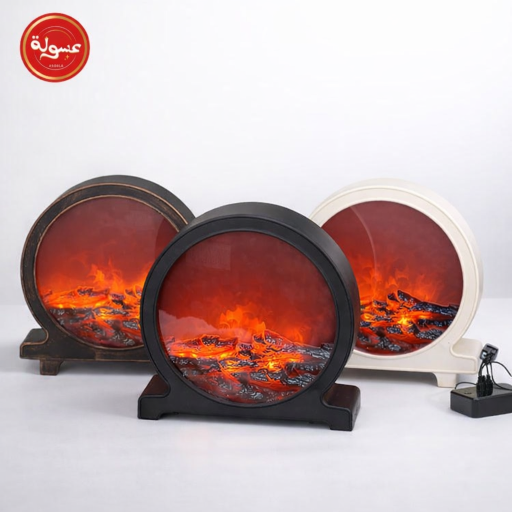 دفاية ديكور كهرباء دائرية شكل مدفأة نار