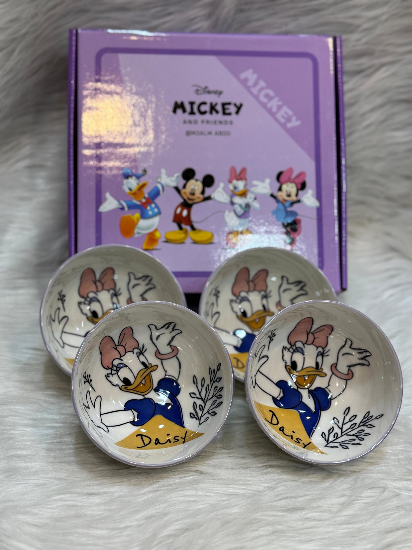 طقم بولات أطفال 4 قطع بورسلين آمن للطعام سعة 350 مل – تصميم عملي وأنيق