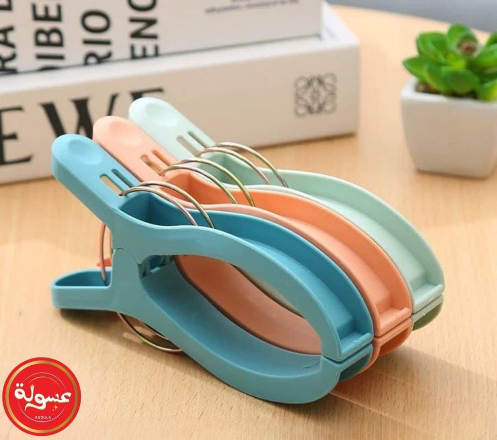 طقم مشابك غسيل بلاستيك لنشر البطانيات، 4 قطع