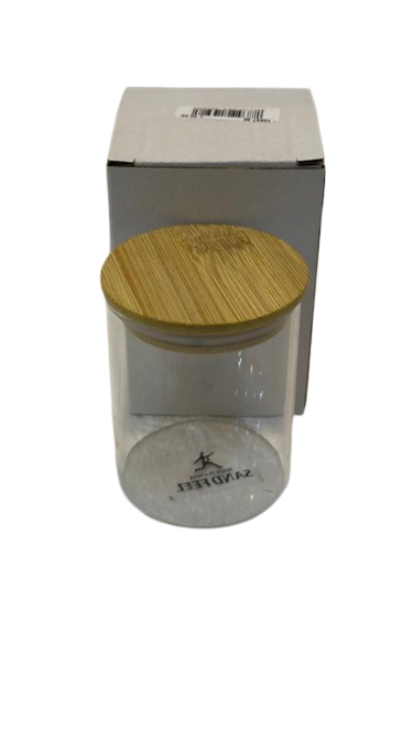 برطمان زجاج فاخر بغطاء بامبو محكم – مثالي للقهوة والسكر والتوابل