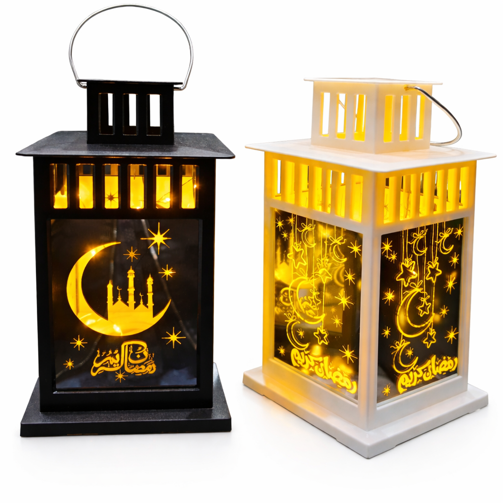فانوس رمضان أكريليك مضيء – تصميم عصري بإضاءة دافئة